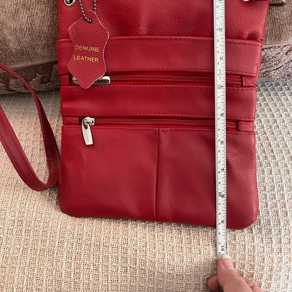 New Genuine Leather Red Crossbody Purse - Picture 2 of 3